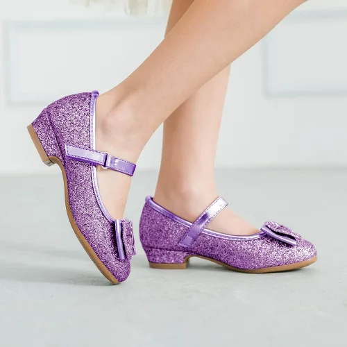 Miniatura 7 de Stelle - Zapatos de vestir para niñas pequeñas, zapatos de princesa con purpurina y flores, tacón bajo estilo Mary Jane, ideales para fiestas y bodas