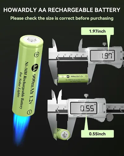 Miniatura 6 de Batería recargable AA Ni-MH de 1.2 V, batería recargable AA 900mAh 1.2V precargada, alta capacidad para luces solares al aire libre, lámparas