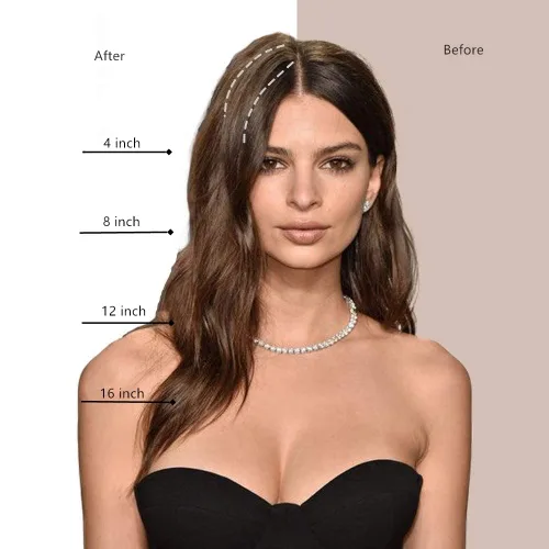 Miniatura 2 de Extensiones de cabello grueso 2 en 1: clip, sintético, sin costuras, añadiendo volumen para adelgazar el cabello de las mujeres - marrón, negro