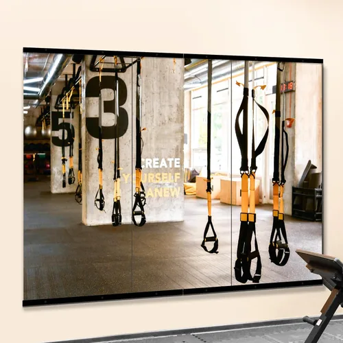 Miniatura 8 de TRAHOME Espejo de Gimnasio para Pared, 48x24x3PCS de Longitud Completa, Espejo Grande de Cuerpo Sin Marco de Vidrio para Gimnasio en Casa