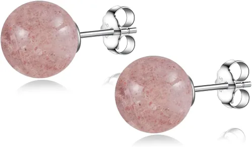 Miniatura 58 de Natural Stone Stud Earrings for Women 8mm Sterling Silver Genuine Gemstone Earrings Handmade Sterling Silver Crystal Stud Earrings for Women