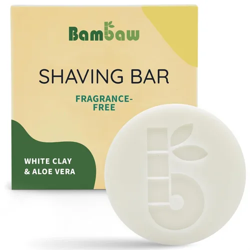 Bambaw Barra de jabón de afeitar | 2.8 onzas | Barra de afeitar orgánica de arcilla blanca y aloe vera | Jabón de afeitar piel sensible | Jabón de