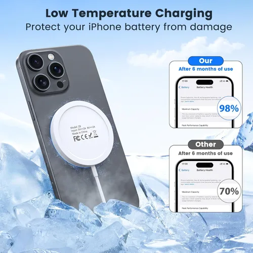 Miniatura 4 de Cargador inalámbrico magnético 15W Paquete de 2 Cargador rápido Mag Safe para iPhone 17 Pro Max/17 Pro/16 Air/17/16/15/14/13/12 Serie Almohadilla