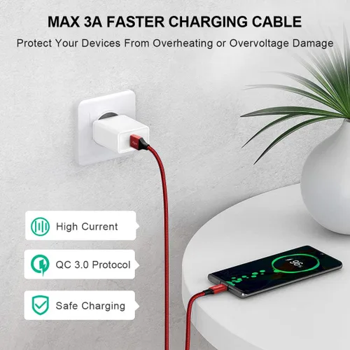 Miniatura 3 de etguuds Cable USB A a USB C de 6 pies, paquete de 2, cable de carga rápida 3A tipo C para iPhone 17 16 15 Pro Max 16e 17 Air, Samsung Galaxy S25 S24