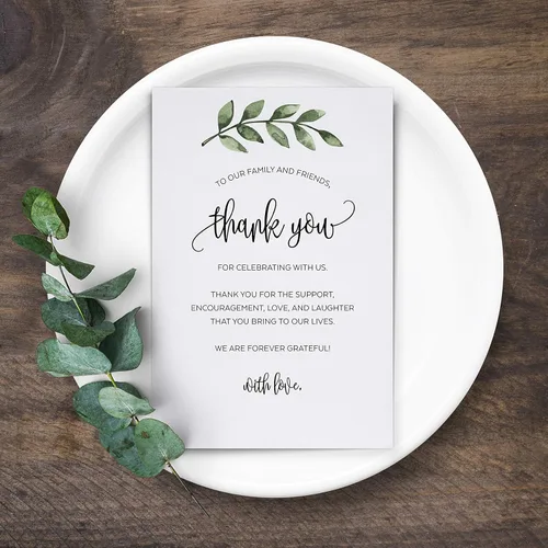 Miniatura 3 de 321Done Greenery - Tarjetas de agradecimiento de agradecimiento, tarjetas de mesa blancas de 4 x 6 pulgadas para boda, fiesta, cumpleaños
