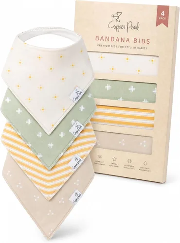 Miniatura 29 de Copper Pearl Baberos tipo bandana para bebé, paquete de 4 baberos de algodón suave para babear y dentición, absorbentes, ajuste ajustable, muchos