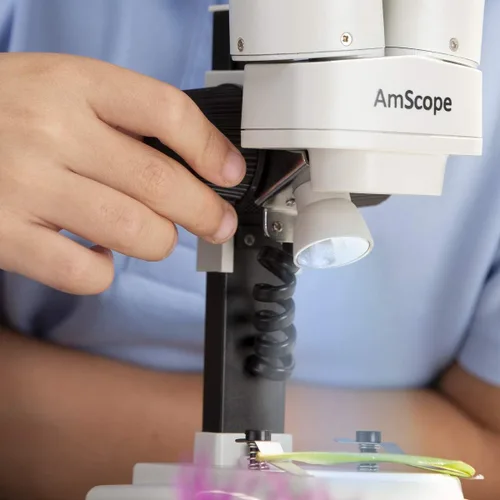 Miniatura 2 de AMSCOPE-KIDS SE100ZZ-LED microscopio LED estéreo portátil, con aumentos de 20 y 50