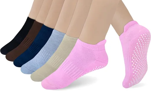 RATIVE Calcetines antideslizantes para yoga, pilates y hospitales, con agarres, para mujeres y hombres