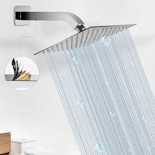 Miniatura 5 de Brazo de ducha con brida y cinta de teflón, tubo de ducha cuadrado montado en la pared, brazo de extensión de acero inoxidable 304 para cabezal