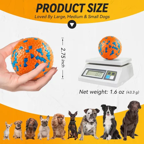 Miniatura 6 de FUSOTO 3 pelotas de tenis duraderas para perros masticadores agresivos, para perros grandes, medianos y pequeños