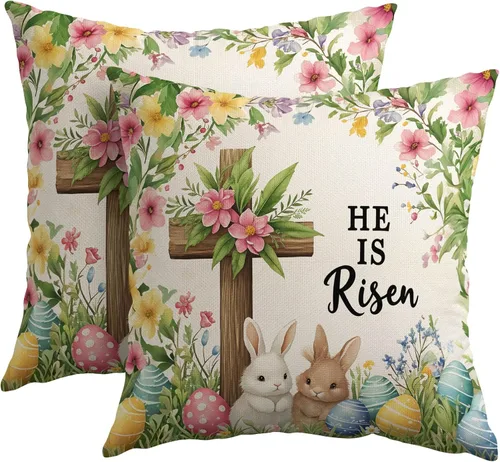 Miniatura 8 de Juego de 2 fundas de almohada de plantas verdes de 18 x 18 pulgadas, diseño de hojas de helecho botánico verde salvia, primavera, verano, vintage
