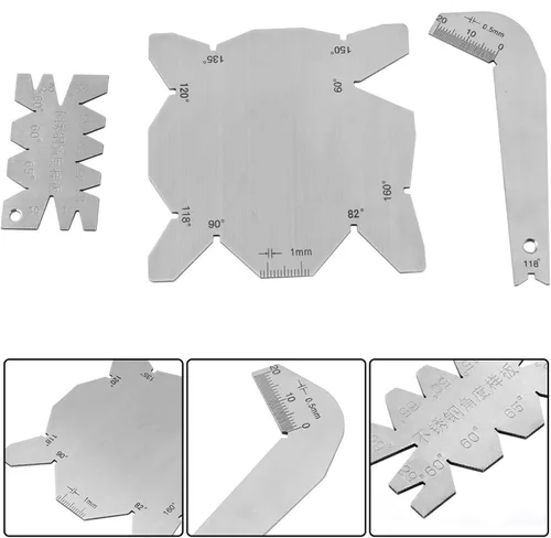 Miniatura 5 de KUIDAMOS - Juego de 3 medidores de ángulo de broca para taladro, herramientas de medición de ángulo S/S, herramientas de medición de mano de acero