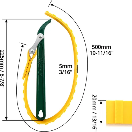Miniatura 6 de QWORK Llave de correa de cinturón de 9 pulgadas, correa ajustable multiusos para filtro de aceite, llave de abridor de correa con correa ajustable