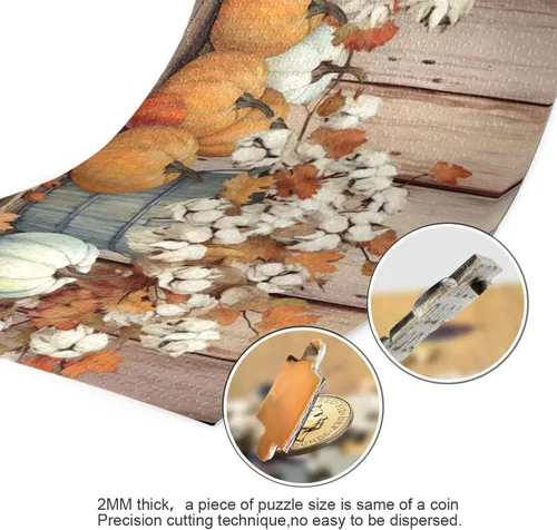 Miniatura 3 de Pumpkin Fall Jigsaw Puzzles 500 Pieces for Adults with Mesh Storage Bag 2011748