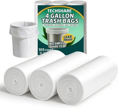 Miniatura 10 de Bolsas de basura biodegradables de 4 a 6 galones, 100 unidades, extra gruesas pequeñas bolsas de basura para reciclaje para cocina, baño, patio