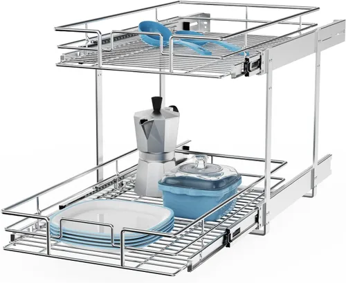 Miniatura 21 de ROOMTEC Organizador de gabinete extraíble, 1 nivel negro, organizadores de gabinete de cocina, estantes deslizantes, resistente, 5.5 pulgadas