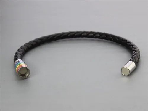Miniatura 7 de Brazalete Oakky de piel trenzada, magnética, arcoíris LGBT, orgullo gay y lésbico