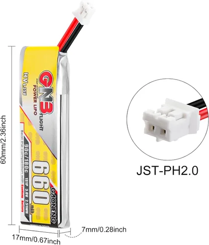 Miniatura 2 de Crazepony Batería LiPo de 660 mAh, 4 baterías LiHV de 3.8 V 90C/180C JST-PH2.0 conector para Eachines Trashcan Emax Tinyhawk Freestyle II Snapper7