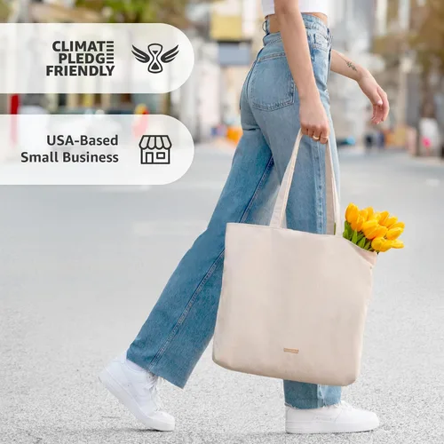 Miniatura 3 de VANDEL Bolso tote de pana para mujeres y hombres con cremallera y bolsillos interiores. Bolso tote con cremallera, bonita bolsa estética