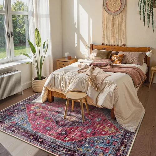 Miniatura 322 de Lahome Alfombra Bohemia Tribal Lavable de 3 x 5, Alfombras Antideslizantes para Entrada, Dormitorio, Sala de Estar, Vintage, Ultra Suave, No