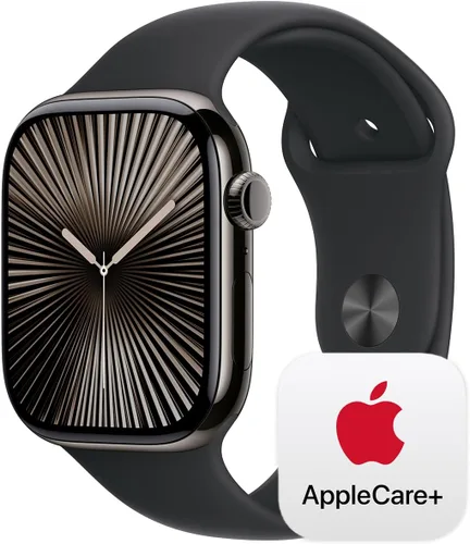 Miniatura 10 de Apple Watch Series 10 (42 mm, GPS) con caja de aluminio negro azabache, correa deportiva negra, S/M monitor fitness, app ECG, pantalla Retina Caja