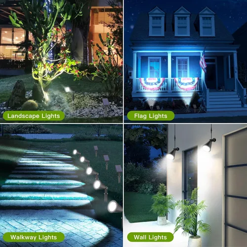 Miniatura 5 de MEIHONG Lámpara solar de techo para porche + focos solares de anochecer a amanecer, luces solares de paisaje, luces solares para jardín, porche
