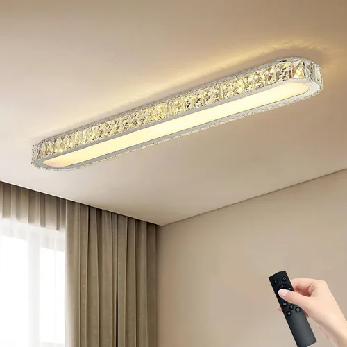 Miniatura 16 de Qcyuui Luces LED de Techo Regulables 46.4'' Accesorios de Iluminación para Cocina de Techo Negro Empotrado con Control Remoto Luz de Techo Lineal
