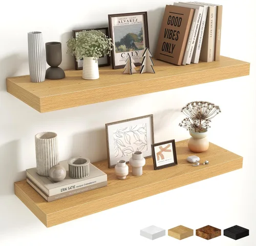 Miniatura 133 de Estantes flotantes de 48 pulgadas para pared, estante de chimenea de 10 pulgadas de profundidad, estantes flotantes de madera para pared, estantes