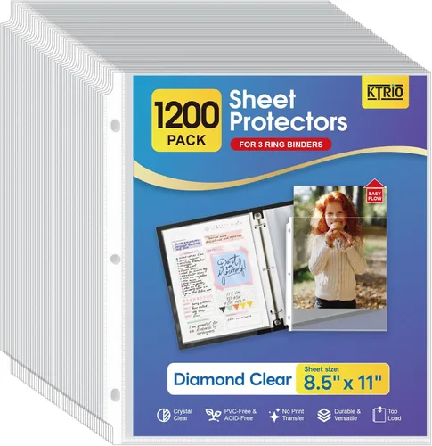 Miniatura 11 de KTRIO Paquete de 50 protectores de hojas para carpeta de 3 anillas, protector de página transparente antirreflejos, fundas de plástico