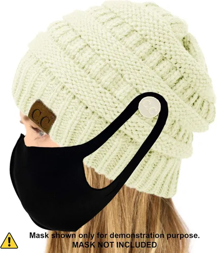 Miniatura 3 de CC - Gorro de punto trenzado grueso y clásico para invierno y otoño