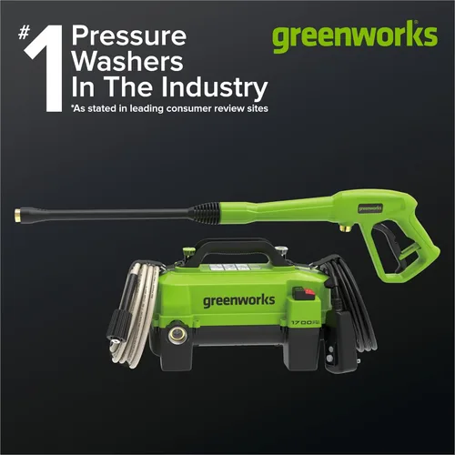 Miniatura 2 de Greenworks Lavadora a presión de 1700 PSI y 1.2 GPM, ultra compacta y ligera, ideal para limpiar patios, terrazas, aceras, muebles de exterior