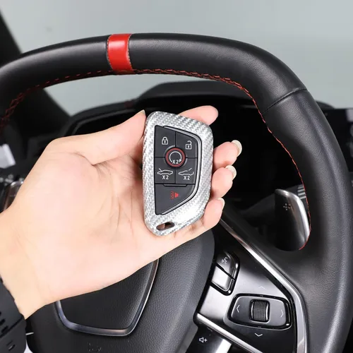 Miniatura 7 de Funda para llavero de fibra de carbono real para Corvette C8 Stingray 2020-2022, cubierta protectora de la llave de repuesto (plata)
