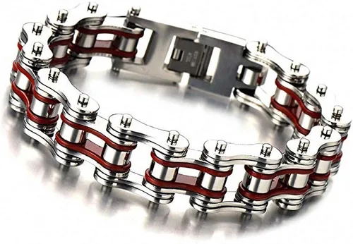 Miniatura 6 de Brazalete LEADCIN de acero inoxidable para hombre, diseño de cadena de bicicleta
