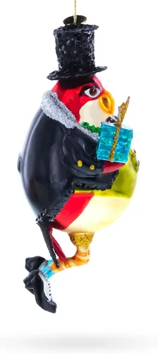 Miniatura 3 de Adorno navideño de cristal con diseño de pingüino en sombrero negro