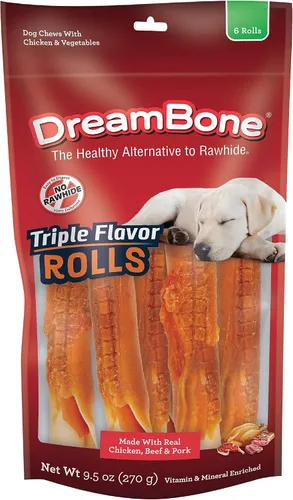 Miniatura 11 de DreamBone Golosinas Swirlz de triple sabor sin pollo añadido para perros, masticables diarios sin piel cruda, digieren de forma segura y completa