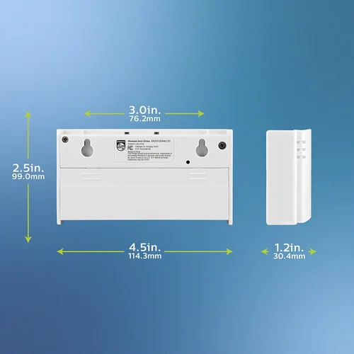 Miniatura 4 de Kit de timbre inalámbrico Philips, receptor operado por batería, 1 botón, 2 melodías, 4 niveles de volumen, rango de 150 pies, color blanco