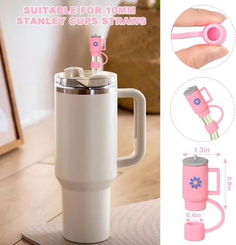 Miniatura 2 de AUAUY 4 fundas de popote para taza Stanley de 40 onzas y 30 onzas, puntas de popote reutilizables de 0.4 pulgadas/0.394 in, accesorios lindos