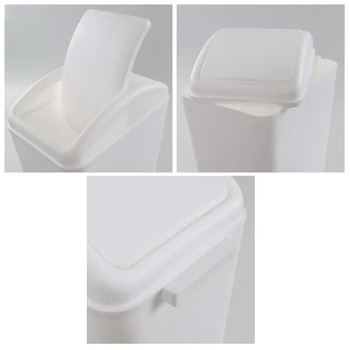 Miniatura 2 de Begale Paquete de 1 cubo de basura de plástico de 4.5 galones, cubo de basura con tapa oscilante, color blanco