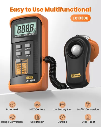 Miniatura 3 de Dr. Meter LX1330B iluminancia Digital/luz metro, 0 - 200,000 Lux Luxmeter