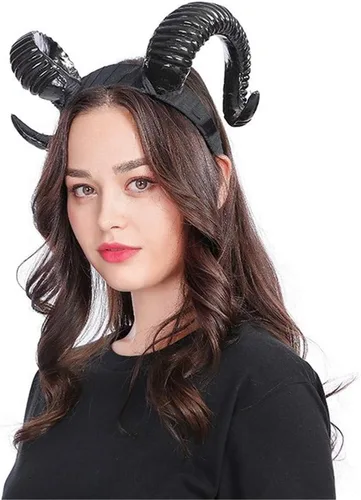 Miniatura 3 de Qhome - Diadema gótica de cuerno de oveja punk, diseño de animales del bosque, fotografía, cosplay, accesorios para fotos steampunk
