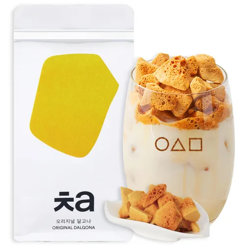 Korean Food Dalgona Cafe CHA – Caramelo de azúcar coreano, caramelo crujiente de panal, sin aditivos, 2.12 oz (2.12 oz, 1 paquete)