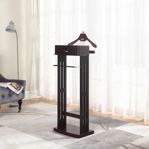 Miniatura 2 de Proman Products Norstar VL36245 - Soporte de valet para traje con colgador desmontable, barra de pantalones, barras de corbata, bandeja de espejo