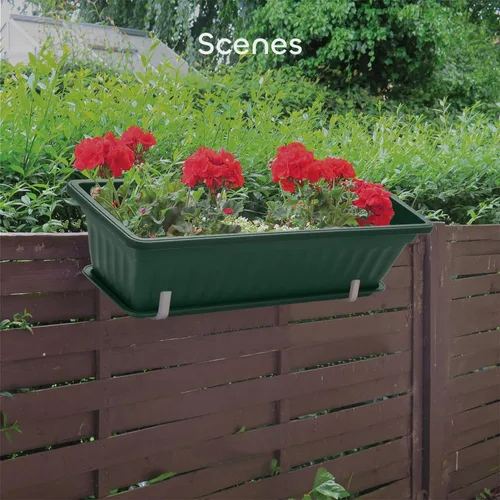 Miniatura 7 de GROWNEER Paquete de 3 jardineras verdes de 17 pulgadas para ventana, macetas largas de plástico para vegetales con 15 etiquetas de plantas