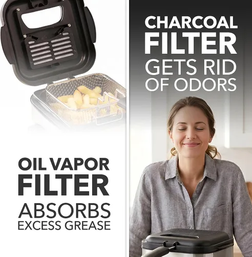 Miniatura 7 de OVENTE Juego de filtros de repuesto de vapor de carbón y aceite compatible con freidora eléctrica de 1.5L FDM1501BR, paquete de 3 filtros reductores
