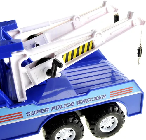 Miniatura 5 de PowerTRC Camión de remolque de policía de juguete para niños de 3 a 5 años 13 pulgadas Push & Go realista alimentado por fricción con cabrestante
