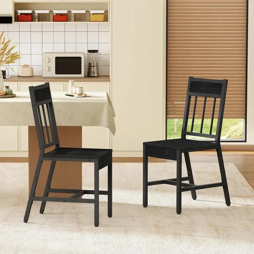 Miniatura 8 de YATINEY Dining Chairs Set of 4, Industrial Kitchen Chairs with Metal Frame, Slanted Back, Wooden Dining Chair Set, for Kitchen, Living Room, Black