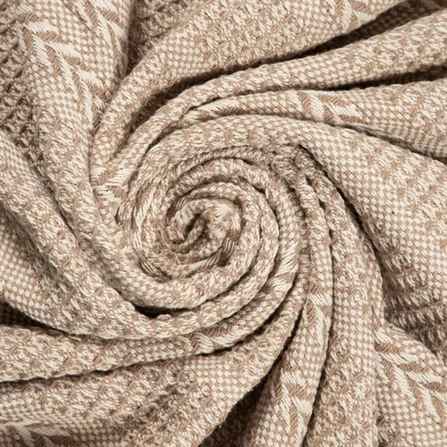 Chardin home - Manta beige trenzada con tejido de punto gofre, 50x60 pulgadas, de algodón reciclado; grande, portátil, transpirable, amigable con la