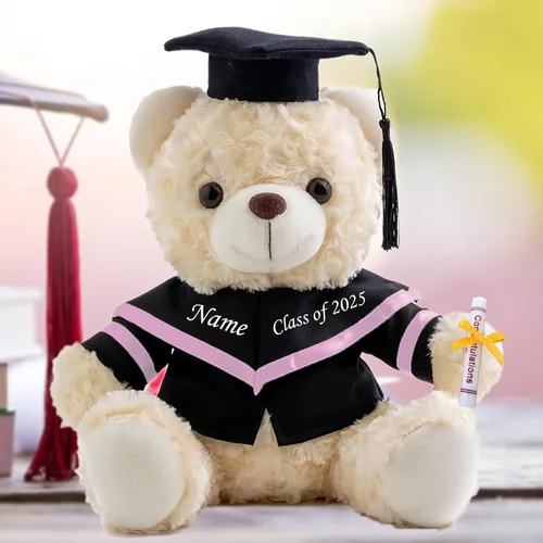 Oso de graduación para la clase de 2026, regalos de graduación personalizados con texto, nombre o fecha, oso de peluche blanco para ella, regalos de