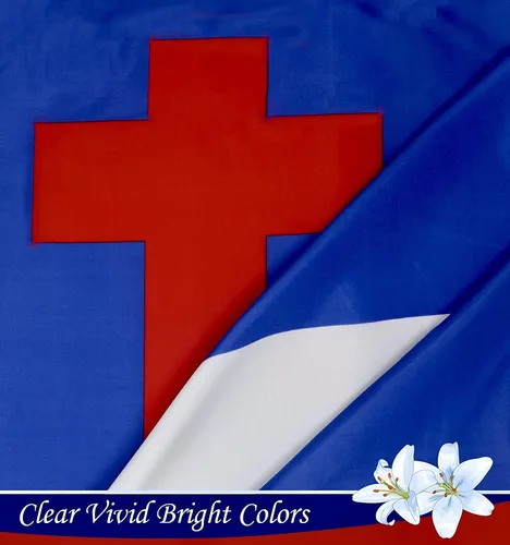 Miniatura 2 de G128 - Bandera Cristiana, 3 x 5 pies, serie LiteWeave, impresa en poliéster 100D, bandera religiosa, colores vibrantes, ojales de latón Cristiano