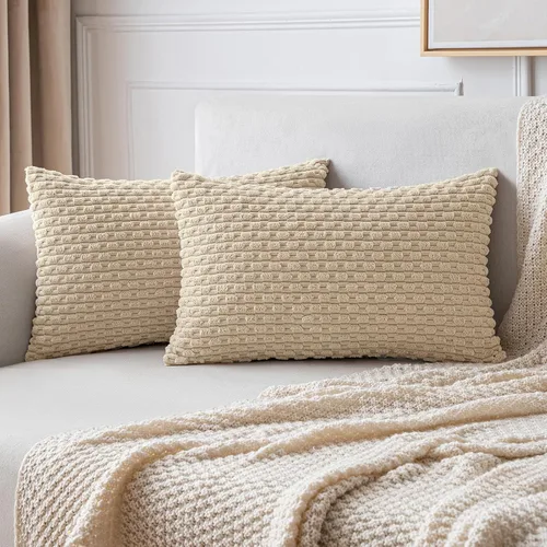Miniatura 52 de MIULEE - Paquete de 2 fundas de cojín decorativas, modernas y boho, de terciopelo, con textura a rayas, para sofá, cama, sala de estar, decoración